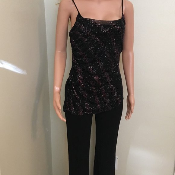 Rag Brand Dressy Black Jumpsuit With Sparkle Overlay - Picture 9 of 10